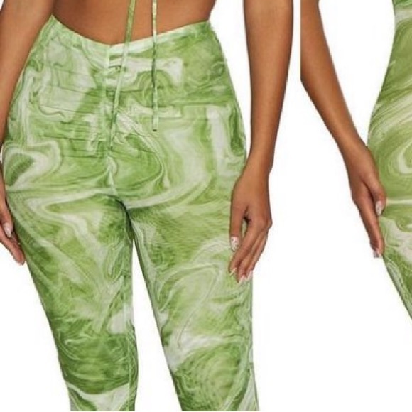 NAKED WARDROBE Vacation Mesh Green Pants - Picture 2 of 10